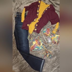 Dressy strappy mustard size medium bundle